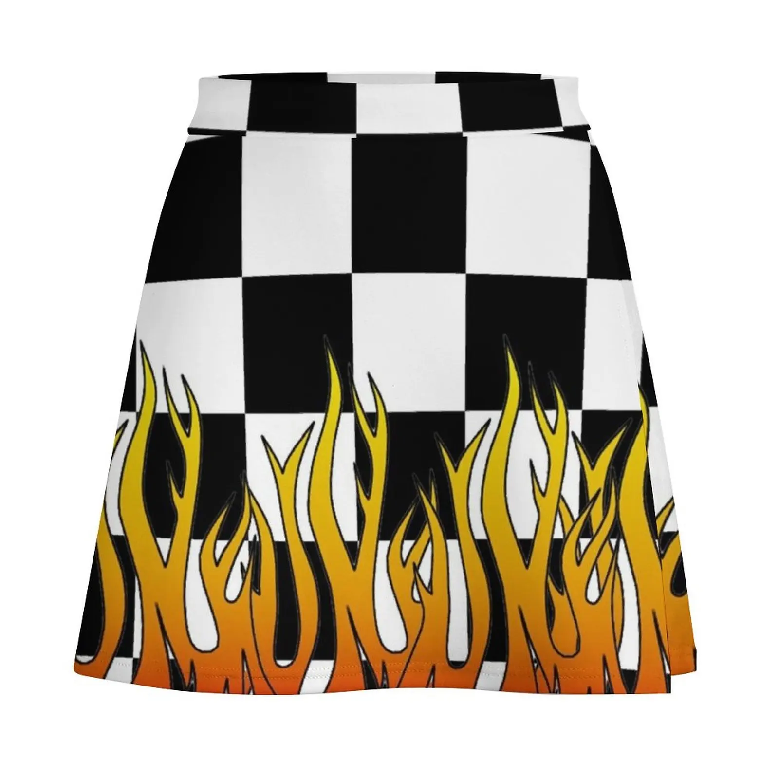 Checkered Racing Flames Mini Skirt Summer dress elegant party dresses for women 2025 girls skirt Skort for women