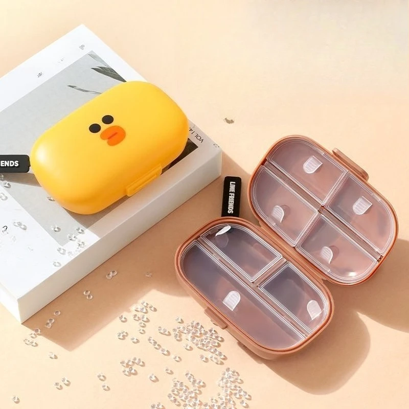 LINEFRIENDS Medizinbox Braunbär Cartoon und Niedlich Kreativ Hoher Farbwert Tragbare Feuchtigkeitsbeständige Aufbewahrungsbox mit Trennwänden – Detail 3