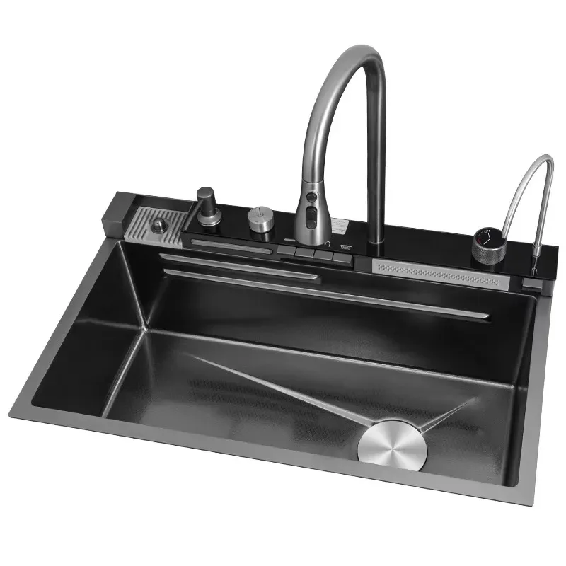 STLF Whale Rain Large Single Bowl Kitchen Faucet 304 Stainless Steel Nano Surface Treatment Easy to Install at Home