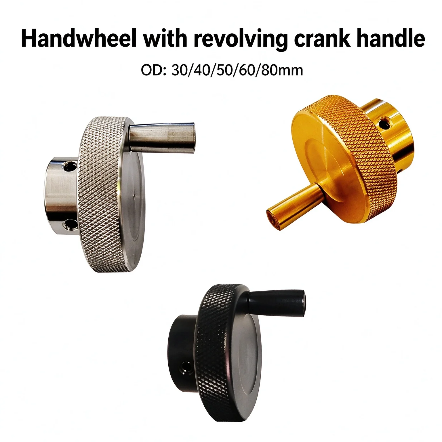 Aluminum Knurled Handwheel With Revolving Crank Handle Round Machine Hand Wheel Set Screw Bore For Mini Lathe CNC Sliding Table