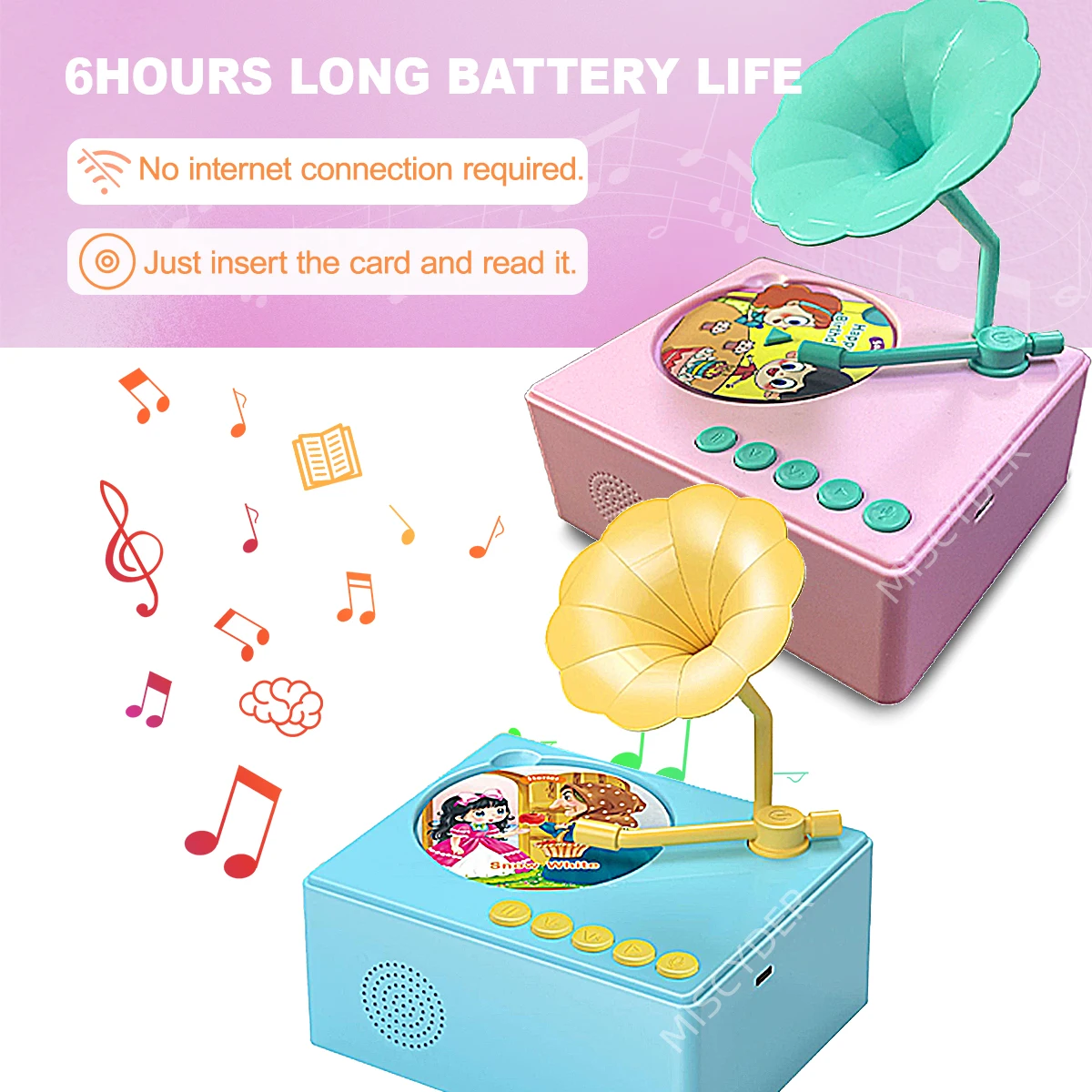 Children\'s Phonograph Story Music Player Kids Gramophone with 96 Cards Toddler Toys Early Childhood Education Birthday Xmas Gift