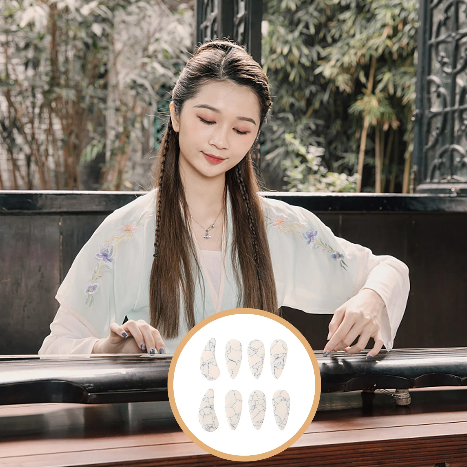 

8Pcs Guzheng Fake Nail Covers Comfortable Wear Durable Protective Fingertip Covers for Guzheng Practice Supplies