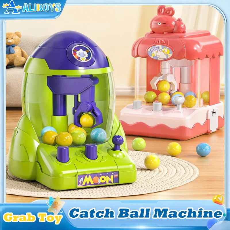 Mini Grabbing Ball Machine Claw Catch Machine Space Rocket Capsule Table Game Interactive Educational Toy Kid Pretend Play Gift