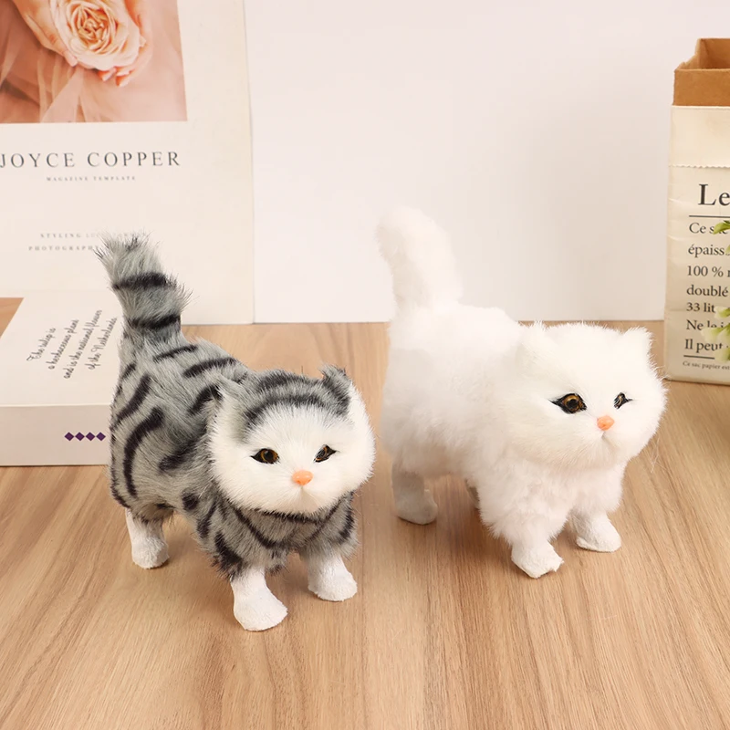 Modelo de gatito de peluche suave, juguetes de peluche de gato falso, animales realistas para niños, niñas, cumpleaños, regalo del Día de San Valentín, 1PC