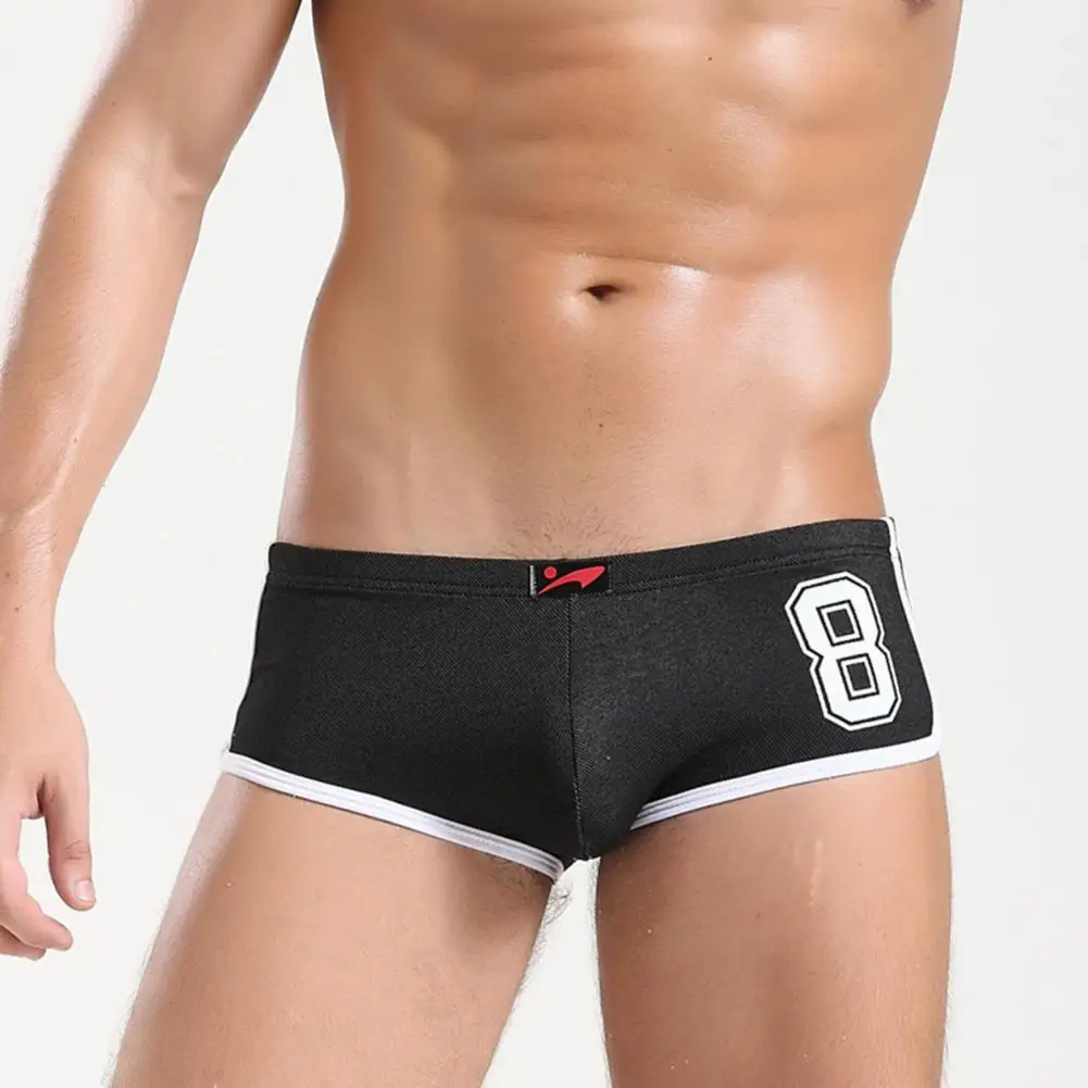 Boxer Briefs U Convex Comfy Breathable Number 8 Printing Boxer Underwear   Mini Boxers Shorts  for Inside Wear