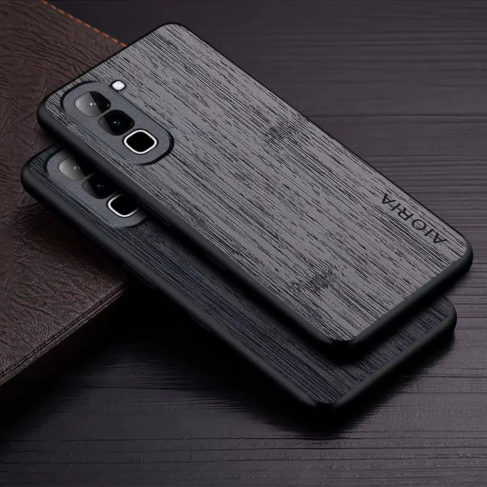 Étui pour Infinix Hot 70 60 Pro Hot 60i 50 Pro 4G, coque de téléphone en cuir PU vegan à grain de bois, étui pour Infinix Hot 70