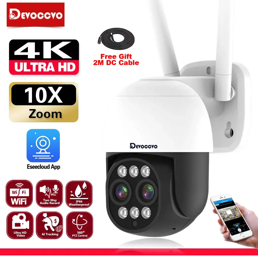 

Wifi PTZ IP Security Camera Auto Tracking 8MP 4K Dual Lens 10x Digital Zoom 4MP 2K Outdoor Home CCTV Video Surveillance Camara