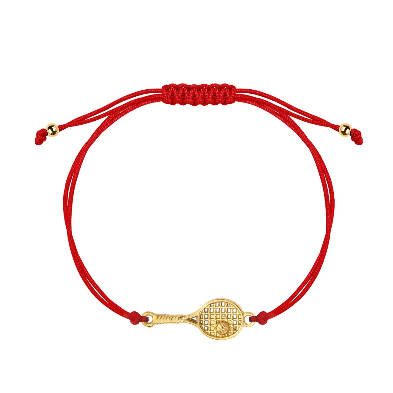 Gold-plated Stainless Steel Lovely Sports Badminton Racket Charm Bracelet Women 2025 New Fashion Red String Handmade Jewelry Her
