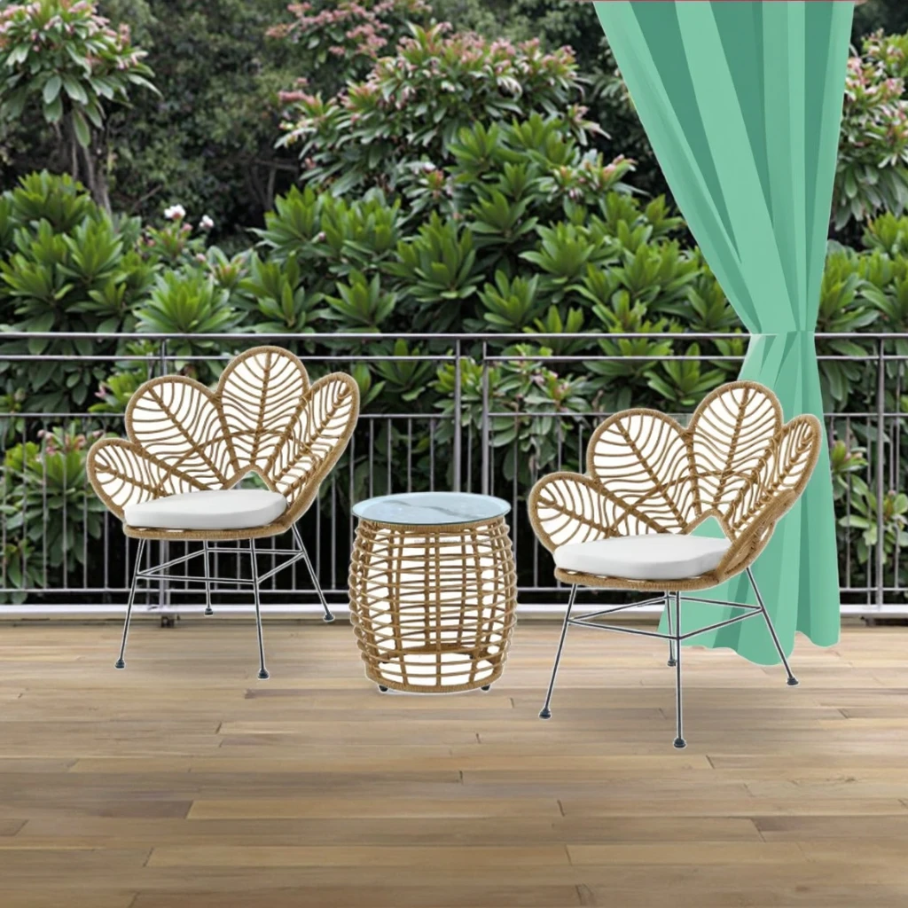 Hot Sale Acapulco Bistro Set for Outdoor Use Hand Waved PE Rattan Cafe Table and Chairs Modern Design for Garden Restaurant