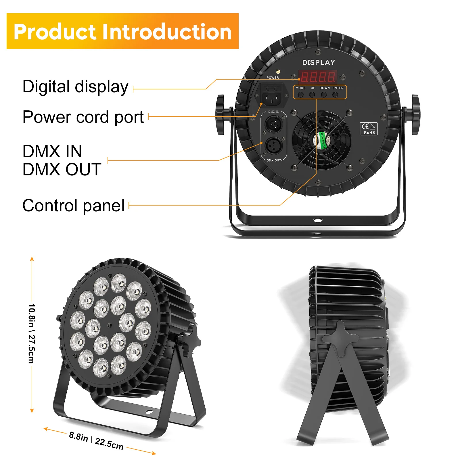 DayFlicker 2Pcs 18 LED Par Light 200W LED Stage Light 4 in 1 RGBW Stage Lighting Spotlight With DMX512 for Bars Birthday Parties