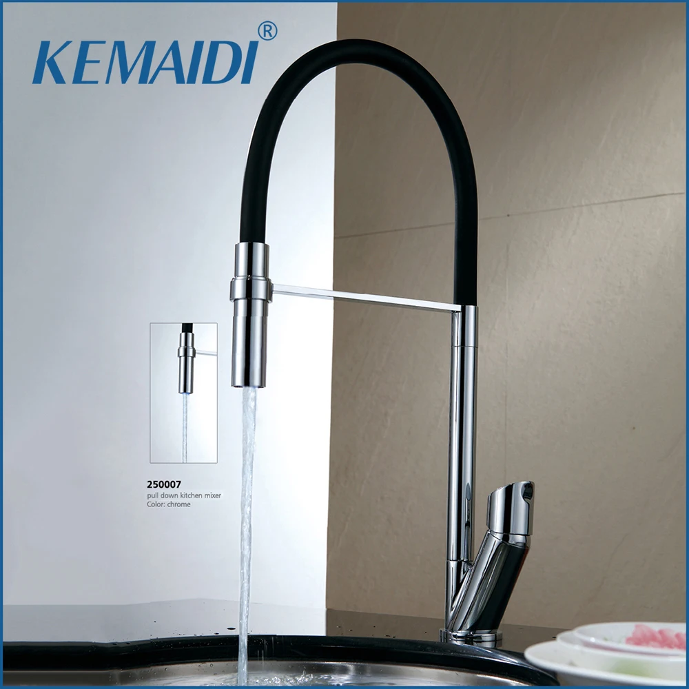 

KEMAIDI Solid Brass Kitchen Faucet Spring Hot Cold Water Mixer FaucetS Pull Down Sink Tap Deck Mounted Two Functions