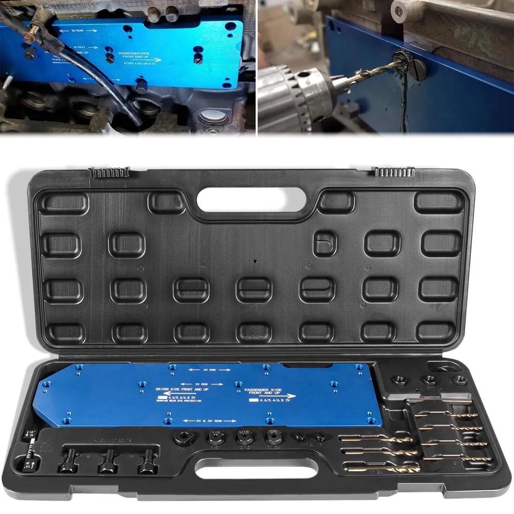 71600Manifold Drill Template for FORD 4.6L, 5.4L & 6.8L V10 2Valve and 3Valve Triton Engines Remove Broken Exhaust Manifold Bolt