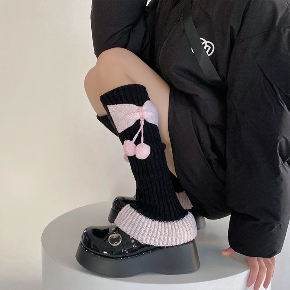 

Милые японские носки в стиле Лолиты JK Y2k, вязаные носки с балетным бантом, длинные рождественские гольфы в стиле Харадзюку для девочек