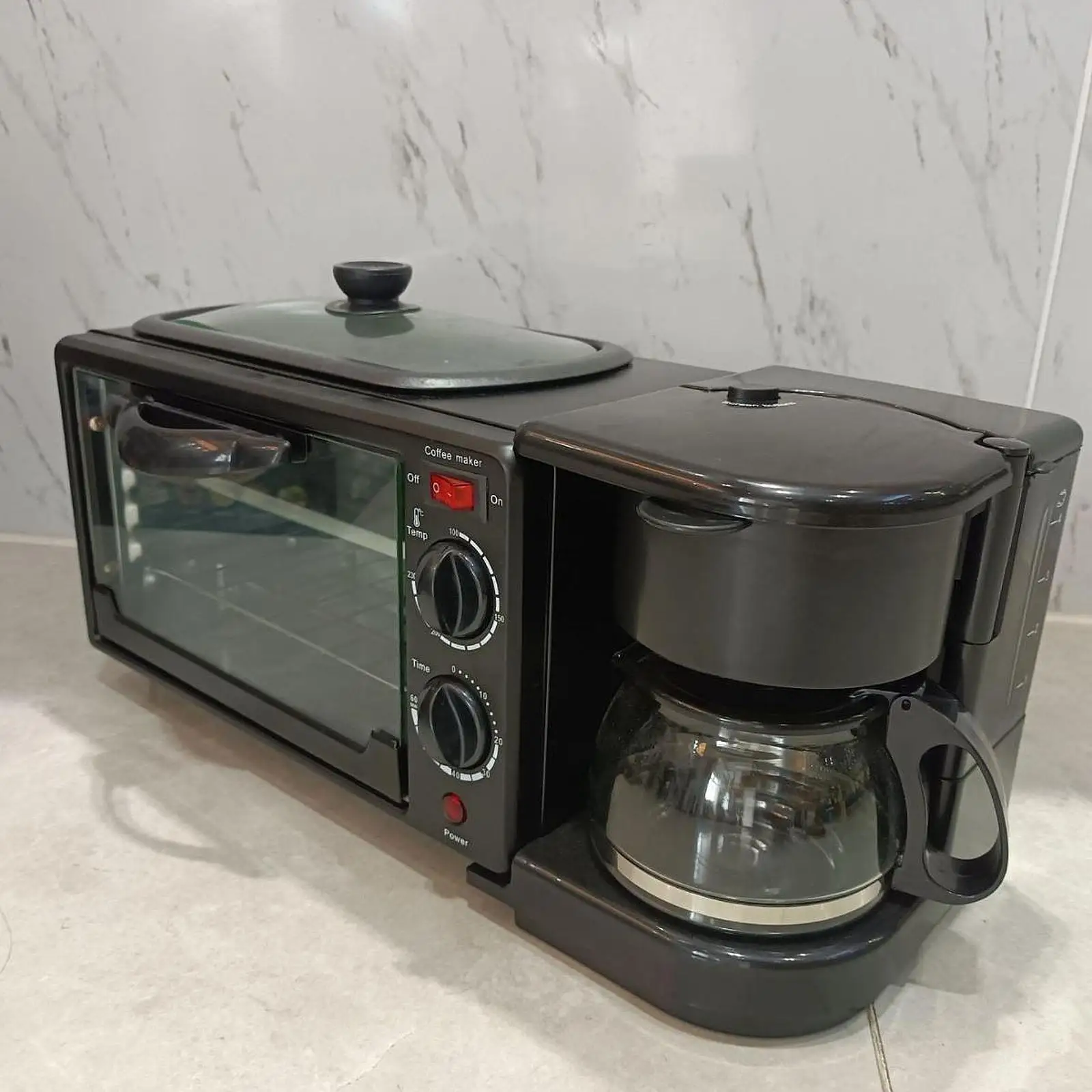 3 in 1 macchina per la colazione forno multifunzionale per la colazione tostapane Maker piccoli elettrodomestici da cucina per salsicce all'uovo