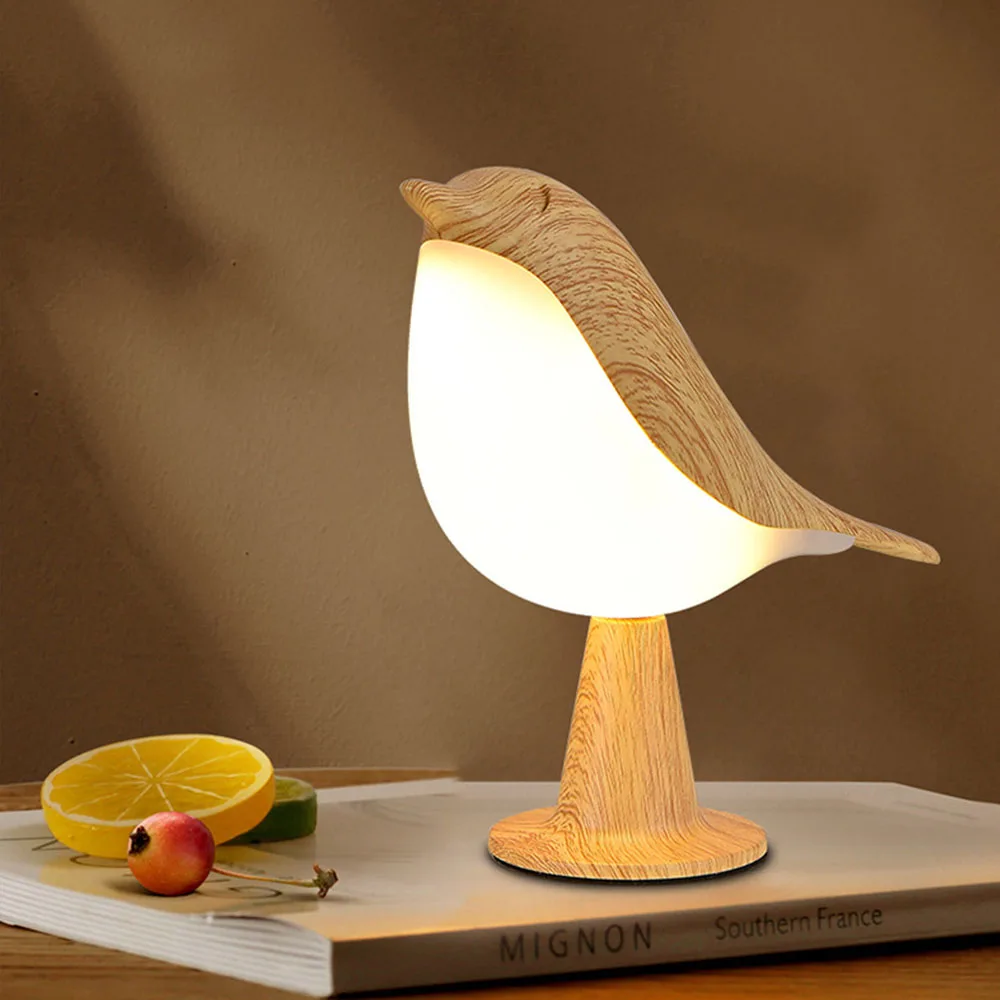 LED Simple Magpie Bedside Lamp Touch Switch Wooden Bird Night Light for Bedroom Table Reading Lamp for Child Kits Gifts