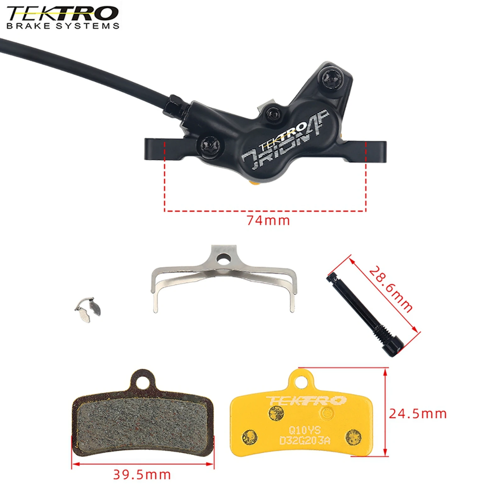 Tektro HD M745 4 Piston MTB Hydraulic Disc Brakes Mountain Bike Caliper 900mm Left Lever Front Caliper Bicycle Parts