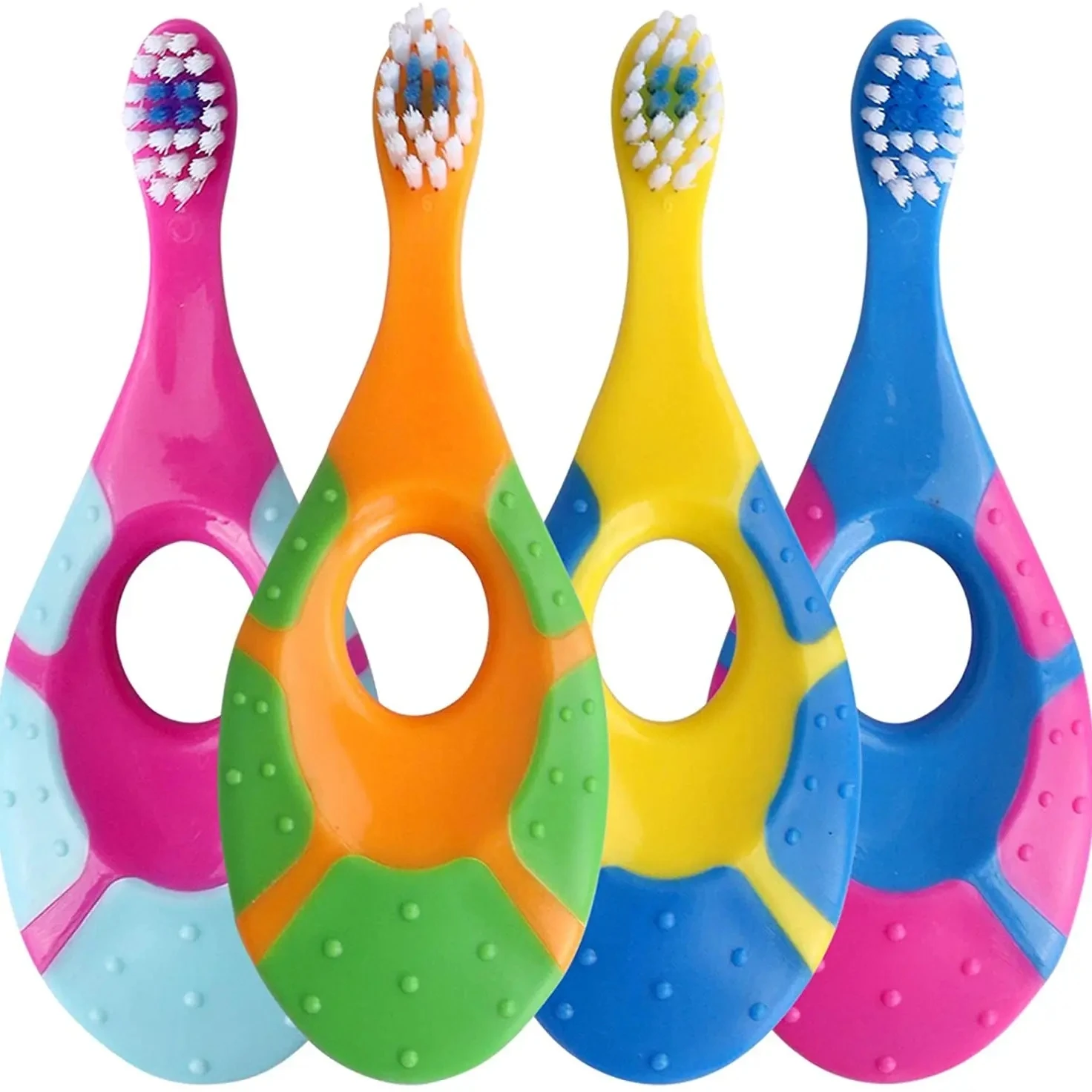 어린이용 부드러운 강모 칫솔, BPA 프리 유아 칫솔, 낙엽 치아 훈련, 2 개