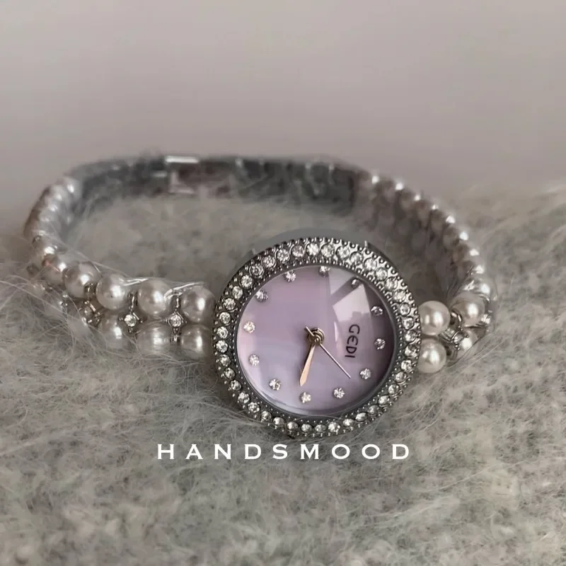 Montre à quartz multi-style pour femme, bracelet en alliage étanche, bracelet de perles, horloge violette, cadeau d'amant pour fille, mode premium, 2022