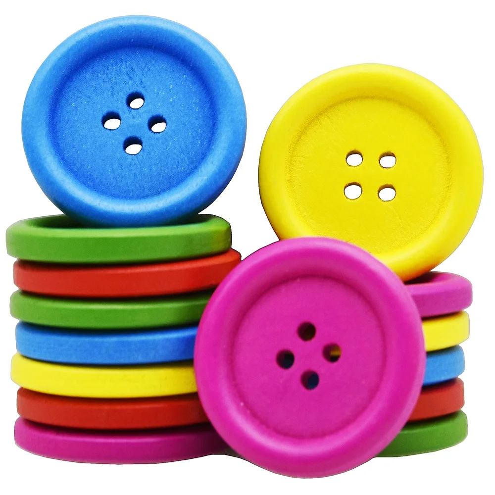 30mm Handmade Big Wooden Buttons, Narural Wood Round Button, Sewing Accessories, Overcoat DIY Clothes, 5PCs, 10PCs, 15PCs, - view 3