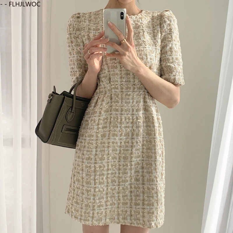 2023 sommer Kariertes Hemd Kleid Mode Frauen Chic Korea Japan Stil Mädchen Kleidung Büro Dame Arbeit Nette Taste Feminine Kleider
