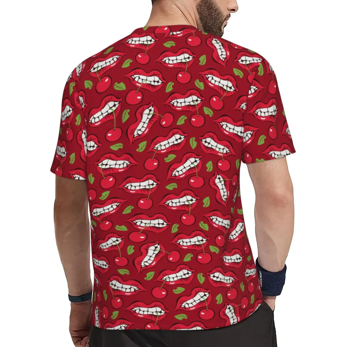 Female Mouth & Cherry Pattern T-Shirt Fashion Running T Shirts Short Sleeve Quick Dry Tshirt Summer Vintage Oversized Tees