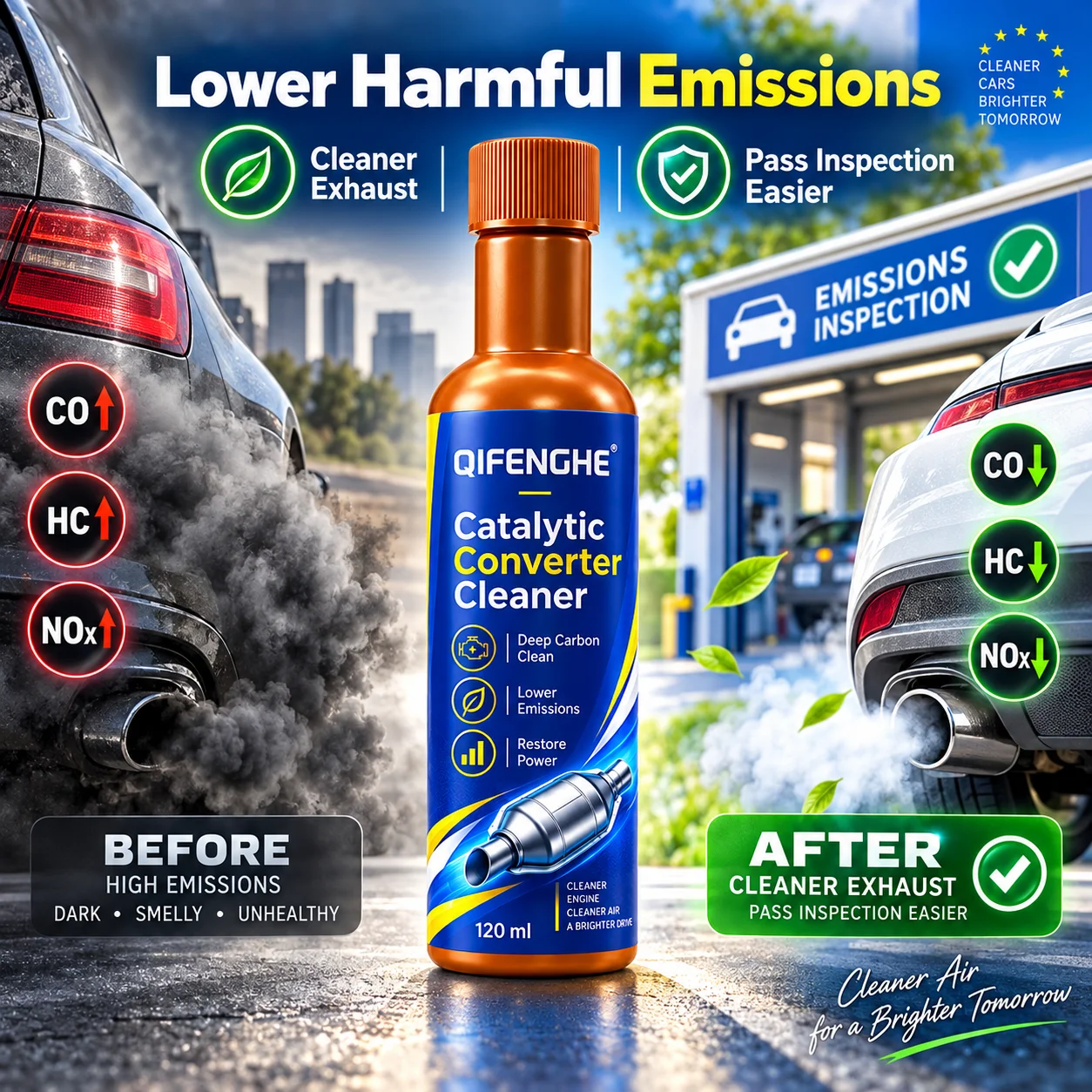 120ml Car Catalytic Converter Cleaner Fuel System Additive Deep Carbon Clean Lower Emissions Restore Power
