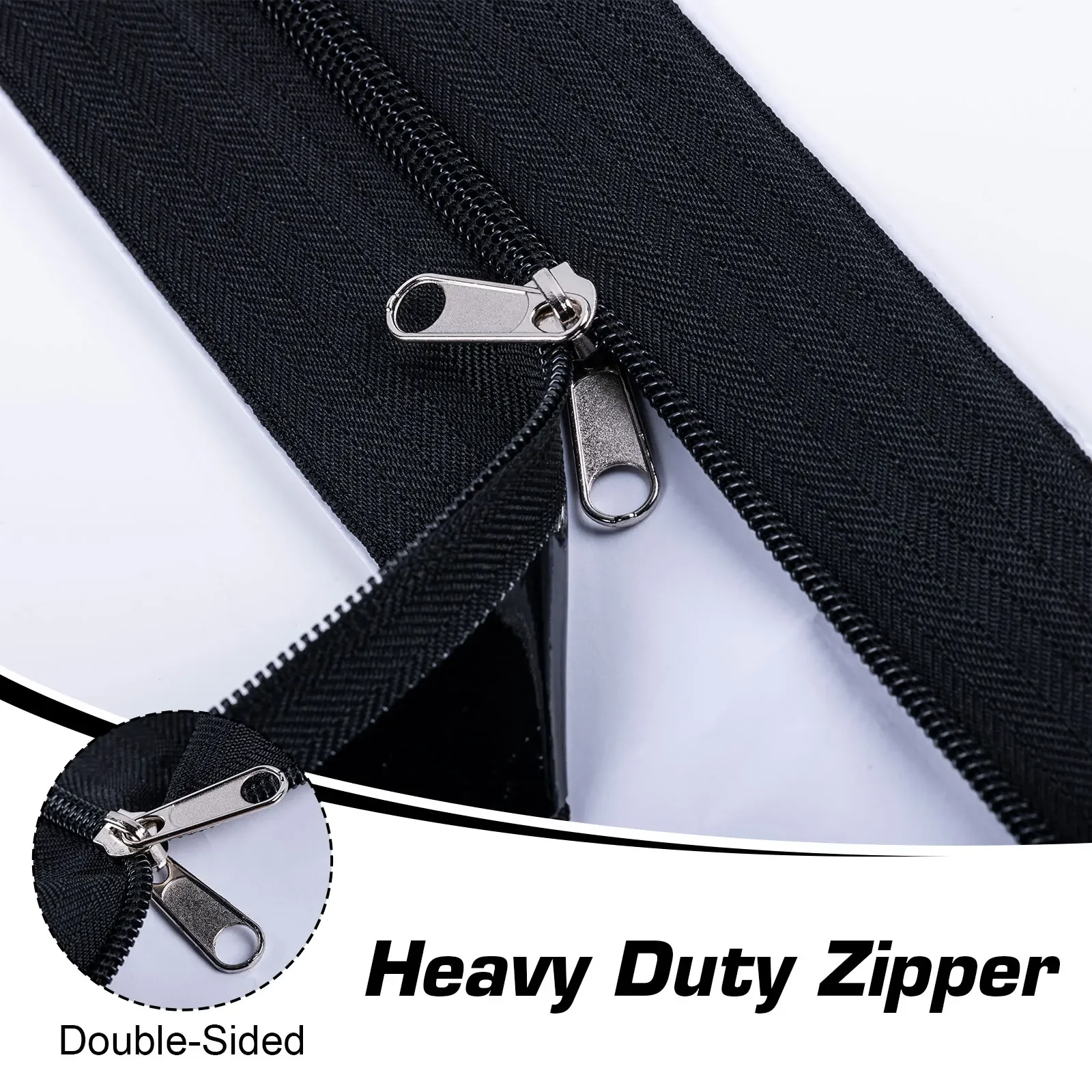 2pcs Heavy Duty Self-Adhesive Zipper Double-Sided Zipper Strong Adhesion Used in Greenhouses Grow Tents Films and Dust Barrier