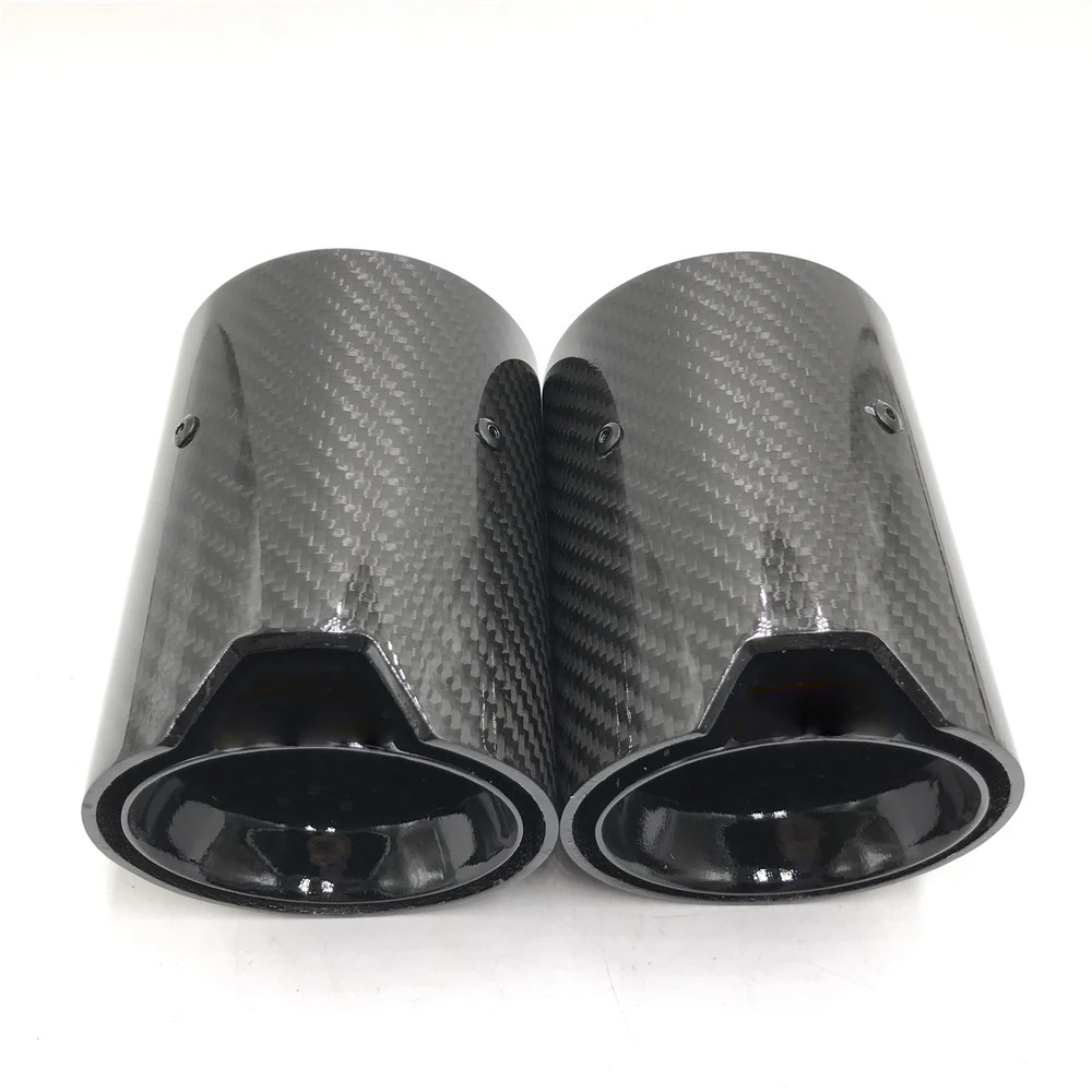 1 PCS Car Muffler Tip Glossy Black Carbon Fiber For M135i M140i M235i M240i M335i M340i M435i M440i M Performance Exhaust Pipe