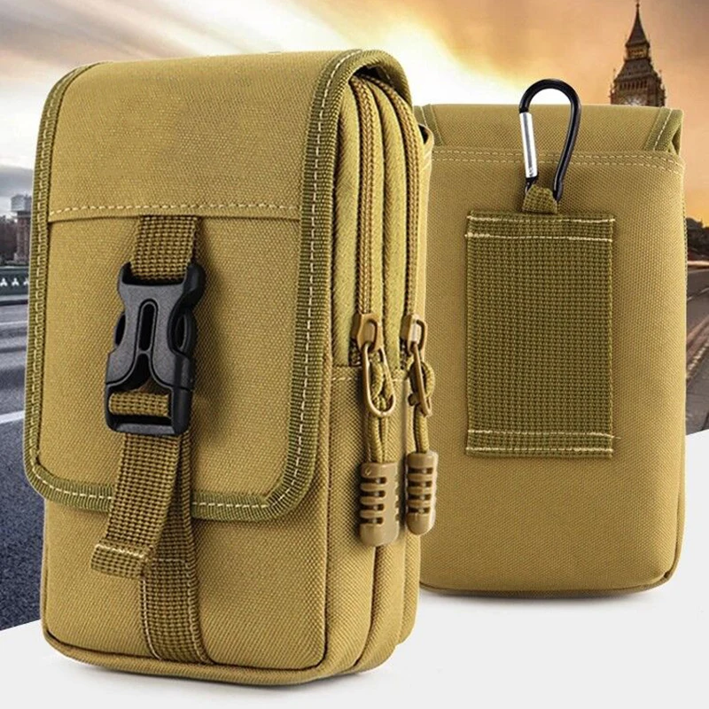 EDC Molle Bag Purse Double Layer Outdoor Waterproof Waist Fanny Pack Men Phone Pouch Camping Hunting Tactical Waist Bag