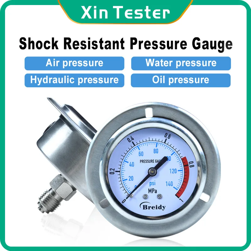 Xin Tester Anti-vibration Pressure Gauge Glycerol free 0-60Mpa Stainless Steel Air Oil Water Hydraulic Gauge Thread G1/4 YN60ZT