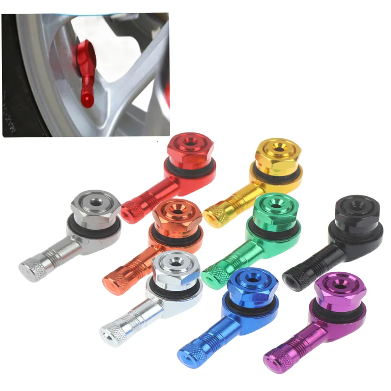 2pcs Motorcycle Rim 90 Degree Angle Aluminum Alloy Valve Motorcycle Wheel Tire Tubeless Valve Stems For Rim Wheel Parts CNC