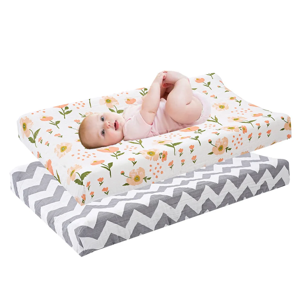 Pure Cotton Cushion Reusable Cartoon Changing Pad Covers Printing Design Material Baby Breathable Diaper Pad Sheets Cover 1-3Y