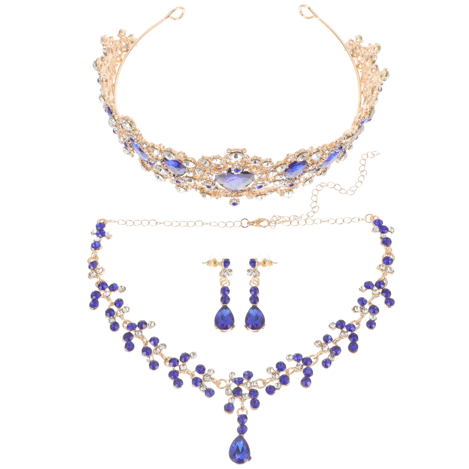 

Bridal Necklace Earrings Costume Crown Wedding Jewelry for Women Rhinestones Bride