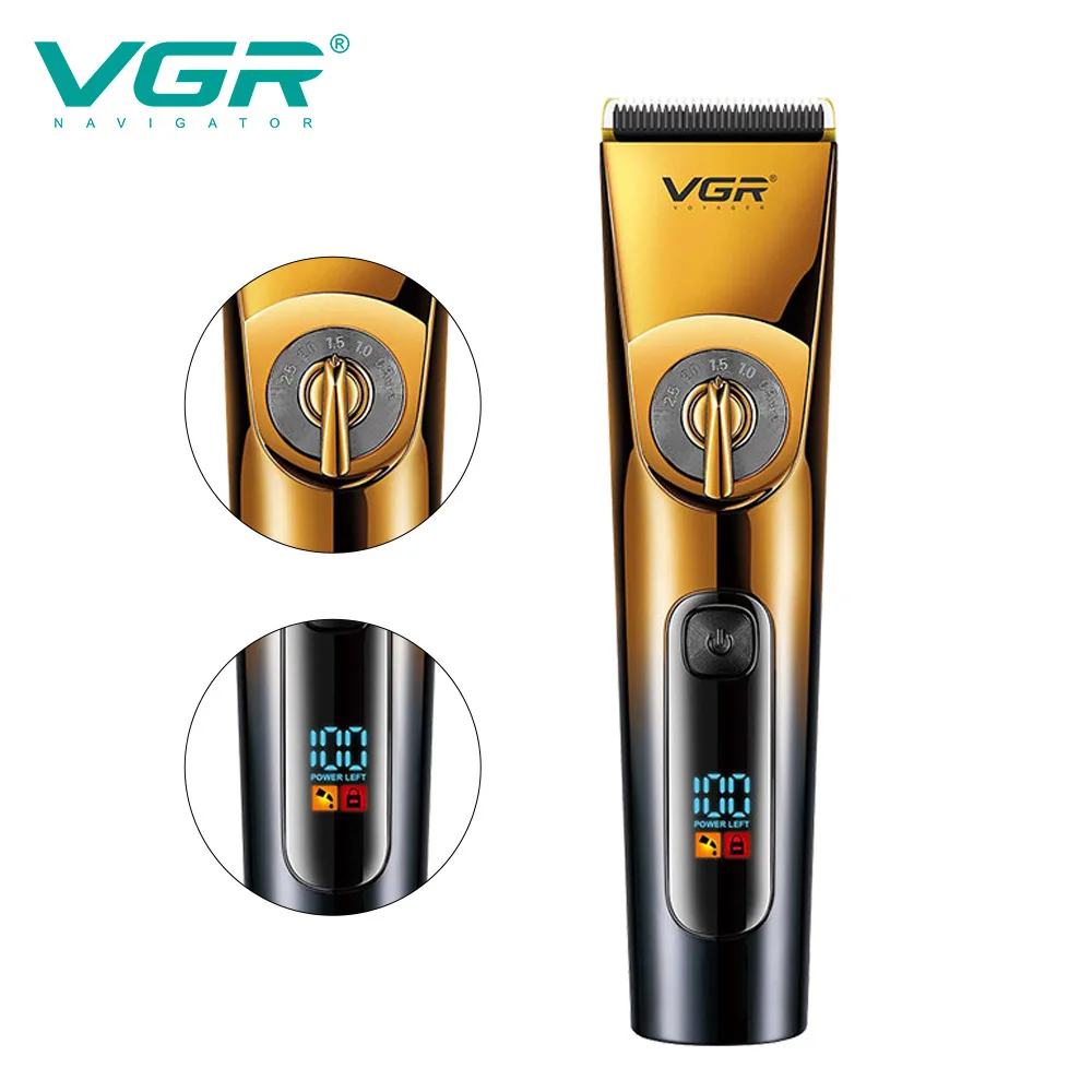 VGR 663 Professional Hair Trimmer Electric Hair Clipper IPX6 Waterproof Haircuts Machine LED Display Barber Trimmer for Men