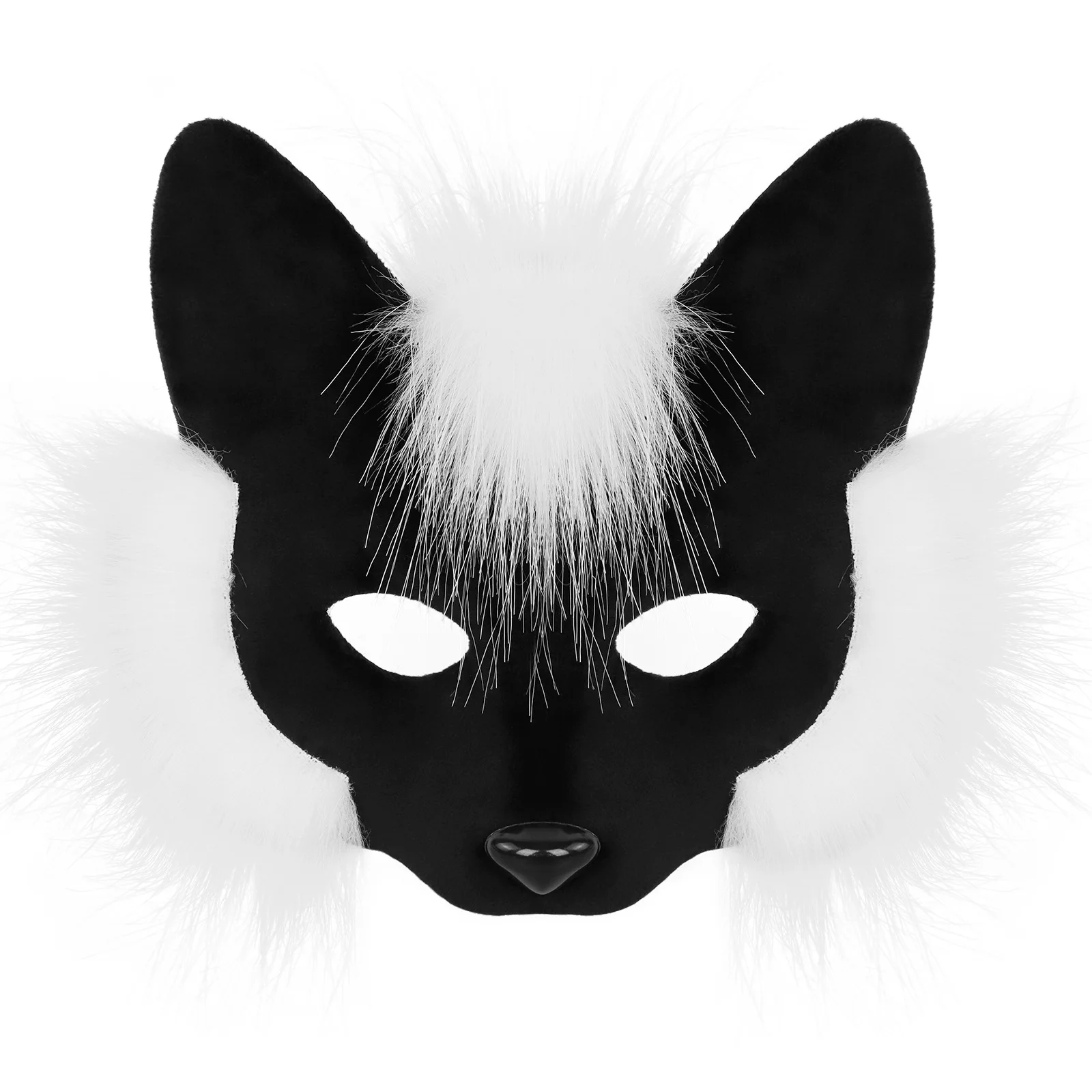 Costume Prop Maschera 3d Naso Maschera di volpe pelosa Maschera per feste cosplay Pelliccia artificiale per feste in costume di Halloween Carnevale