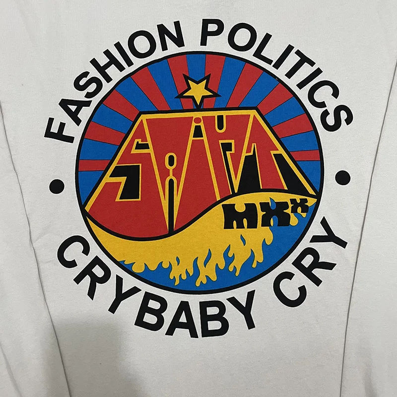 

2025 Высококачественная хлопковая цементная белая футболка с длинными рукавами для мужчин и женщин, повседневная футболка с круглым буквенным логотипом Saint