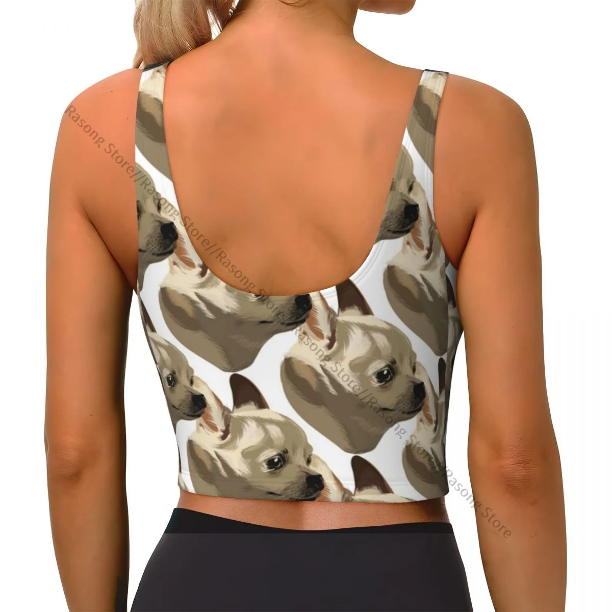 Vrouwen sexy sportvest chihuahua leuke print vrouwelijke streetwear sport lingerie tee crop top
