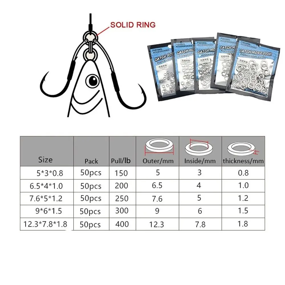 الثقيلة الصلبة 304 الفولاذ المقاوم للصدأ صيد السمك Pesca السحر المفاجئة سبليت خواتم معالجة موصل الرصاص القفز خواتم الصيد