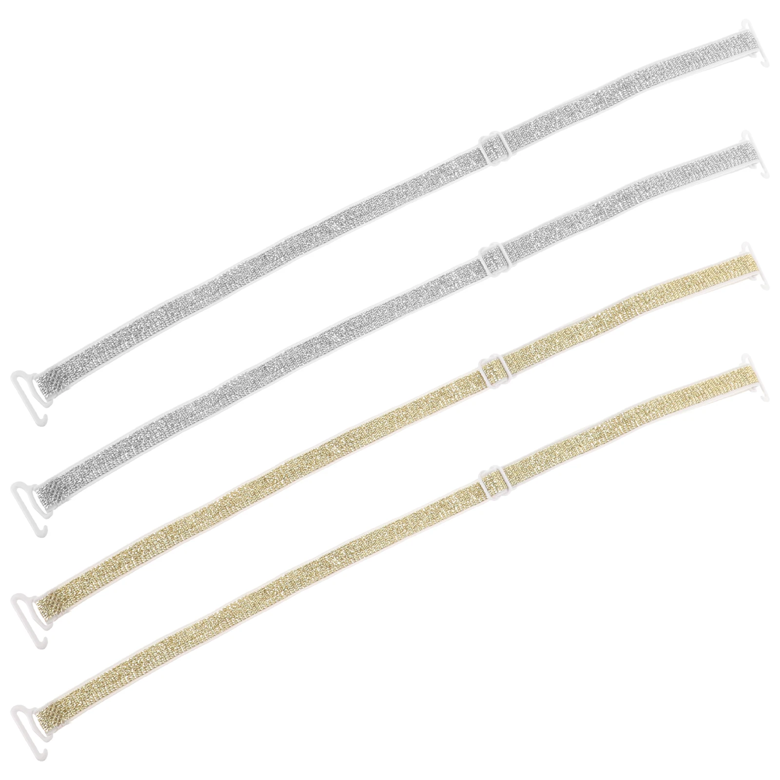 

2Pairs Bra Straps Women Underwear Gold Nylon Dress Extender Adjustable Elastic Non Slip For Tube Halter Clothes