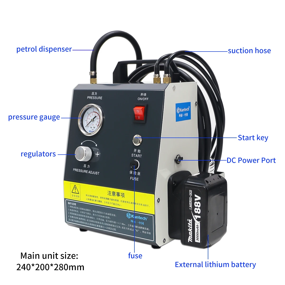 เครื่องเปลี่ยนถ่ายน้ำมันเบรกแบบพัลส์ รุ่น TLF ใหม่ พร้อมอะแดปเตอร์ 17 ชิ้น สำหรับเติมน้ำมันเบรกและเปลี่ยนถ่ายน้ำมันในรถยนต์