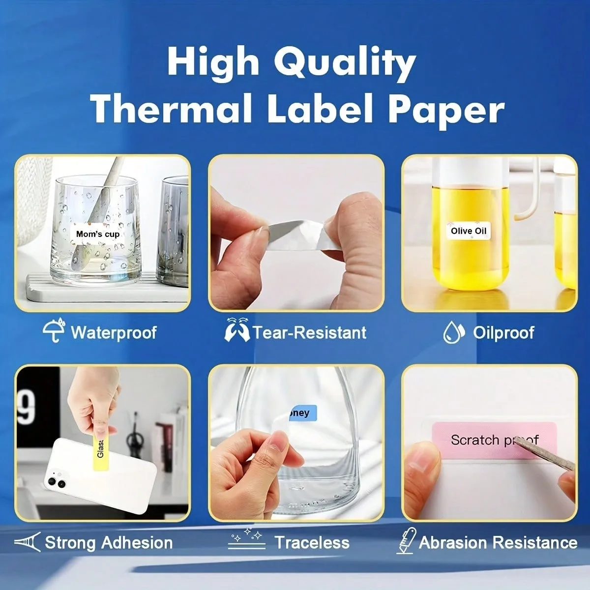 150pcs Waterproof Blank Self Adhesive Assorted Stickers Removable 12x40mm Label Stickers Name Tag Bottle File Document