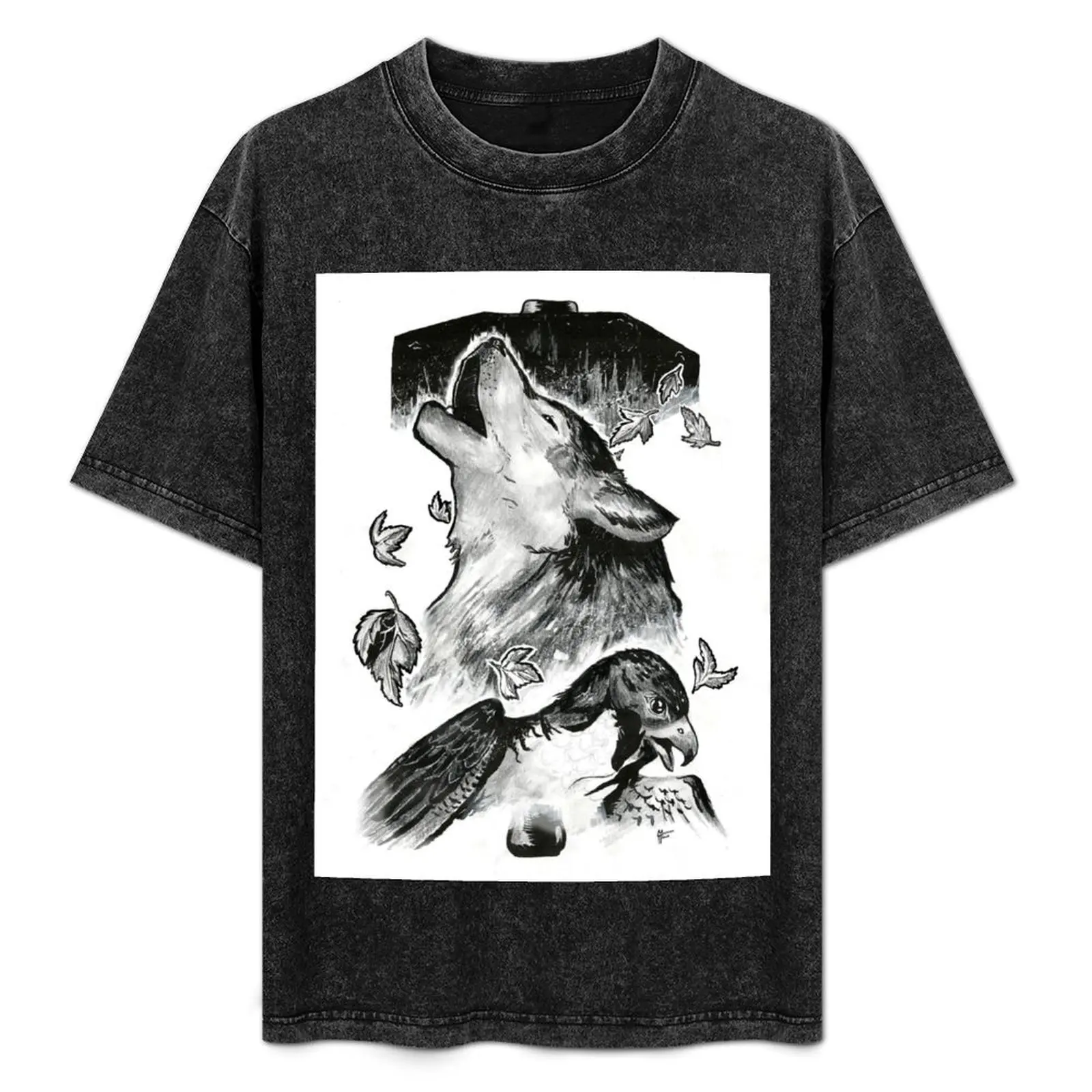 The Blacksmith: Wolf and Falcon T-Shirt korean fashion designer shirts T-shirt men