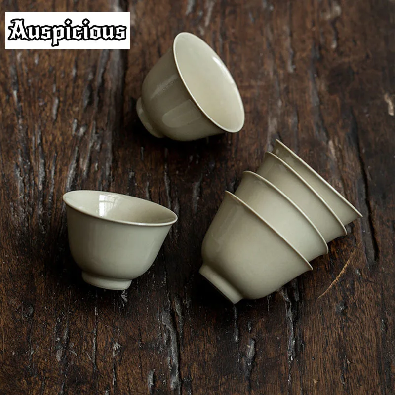 

2pcs /Set Handmade Plant Ash Glaze Tea Cup Tea Cup Ceramic Small Cup Master Cup Tea Bowl Tea Lamp Kung Fu Tea Set Tea Ceremony