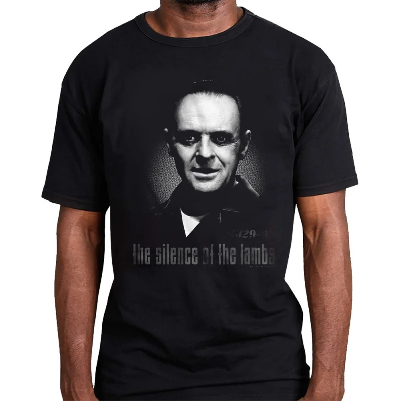 

Black And White Hannibal Silence of the lambs Horror movie Gift t shirt Dr Lecter print clothes Scary Hannigram All size Tee