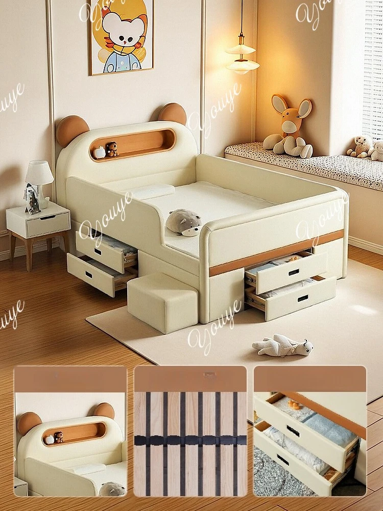 

Mousse children's bed half height bed guardrail bed silicone soft bag storage girl princess teen boy