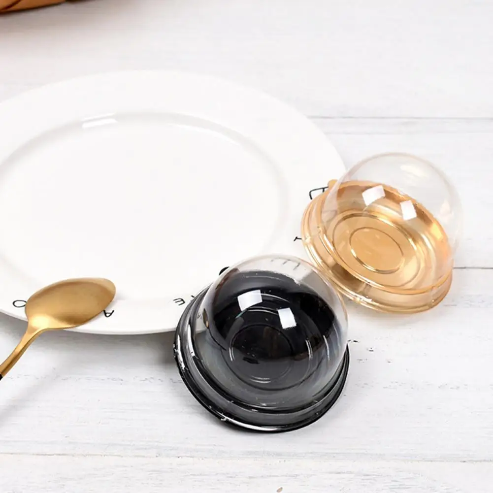 Caja contenedor de plástico 50 unid/set caja redonda para magdalenas desechable Luna pastel cúpula yema de huevo soporte portador crujiente embalaje