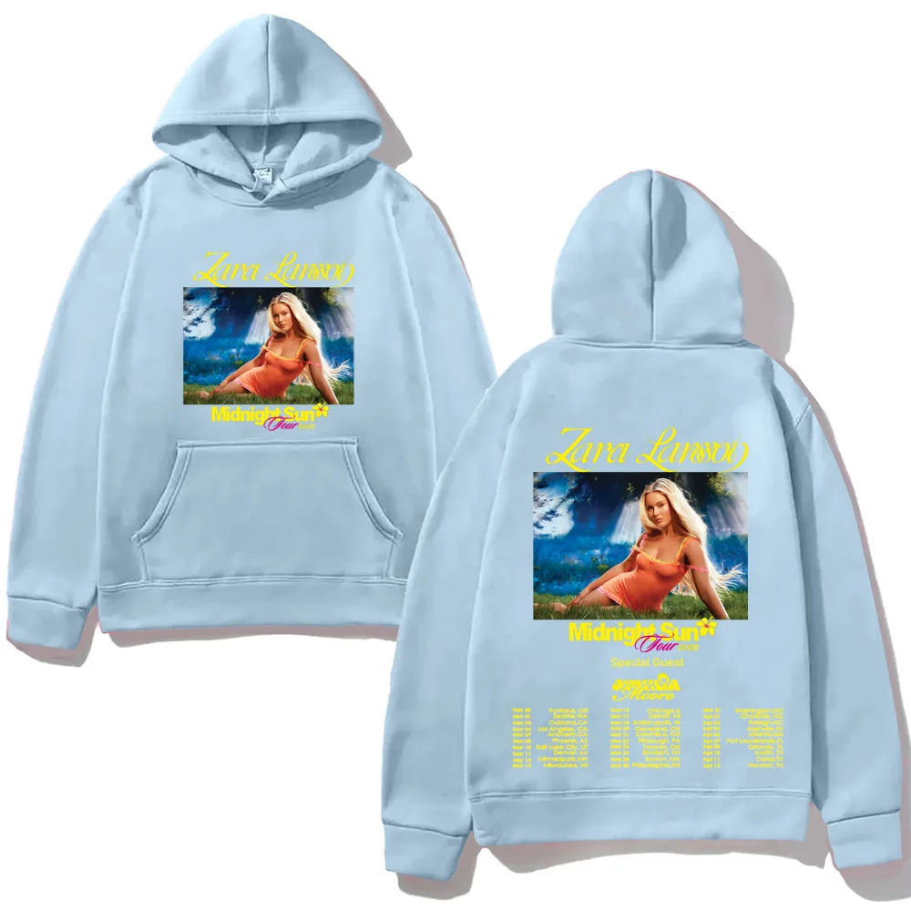Zara Larsson-Midnight Sun 2026 Hooded With Pocket Fleece Comfortable Sweatshirt Clothes Moletom Vintage High Quality Pullovers