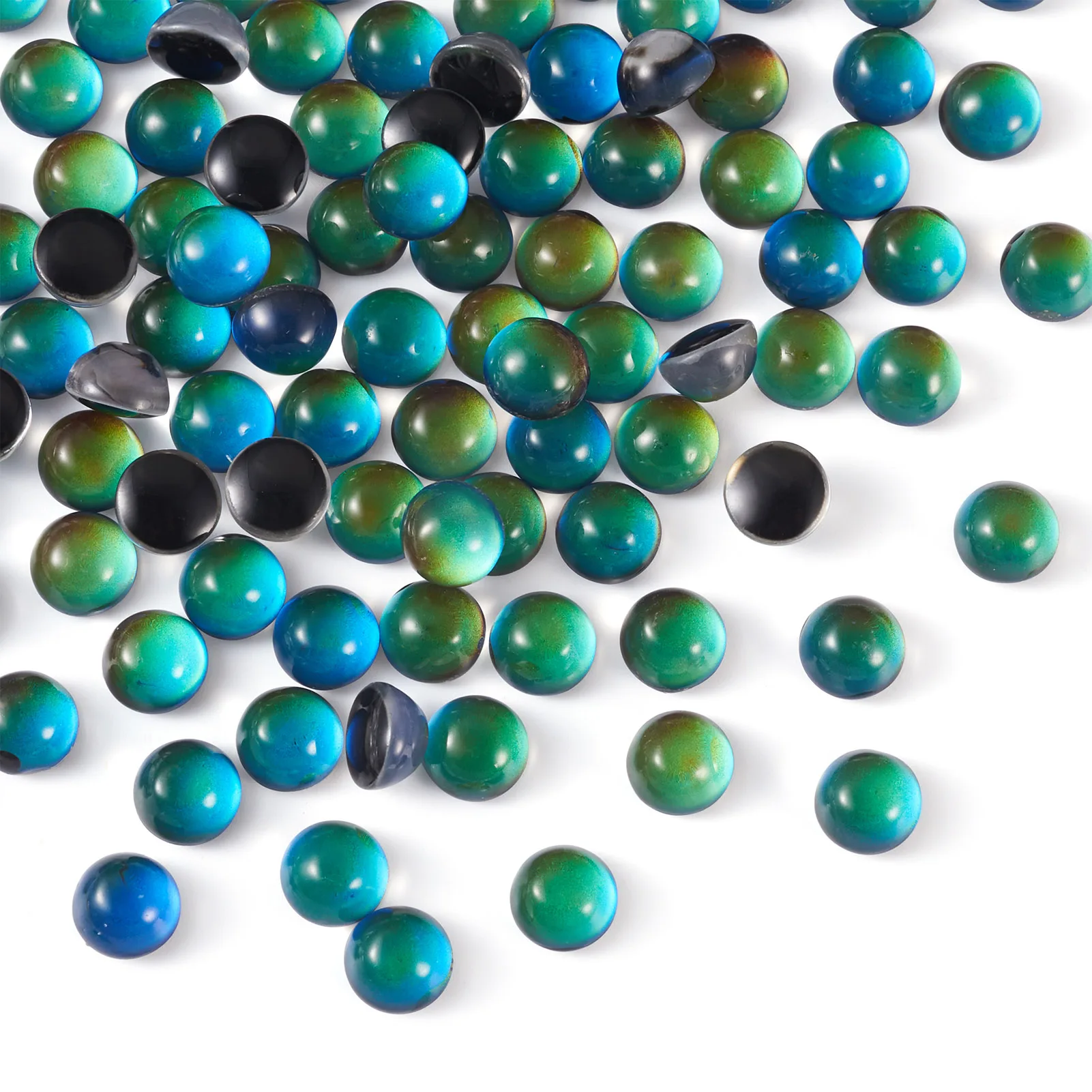 100pcs Translucent Glass Cabochons Changing Color Mood Cabochons Half Round/Dome Black for Making DIY Jewelry Necklace Bracelet