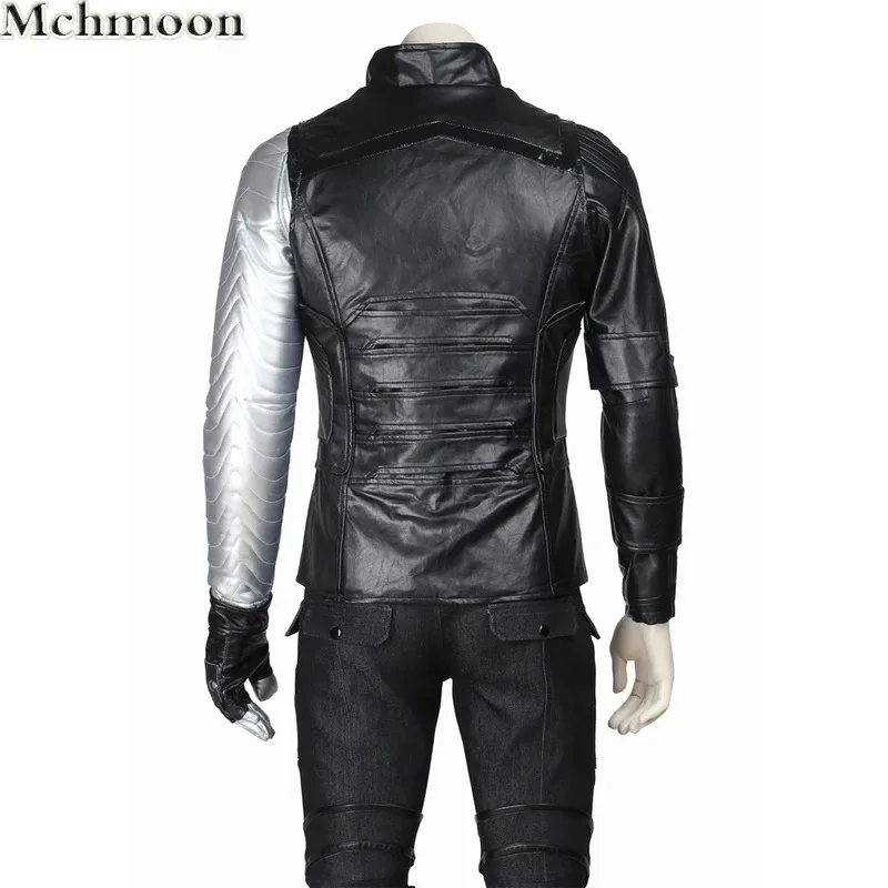 25COSSupereroe Soldato Invernale Costume Cosplay Giacca di Pelle Bucky Uomini Adulti Prop Vestito da Festa di Carnevale di Halloween Set Completo