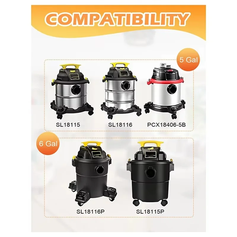 ABBP-Für Stanley Shop Nass-/Trockensauger Einweg-wiederverwendbarer Filter für Stanley Shop Vac 5–6 Gallonen